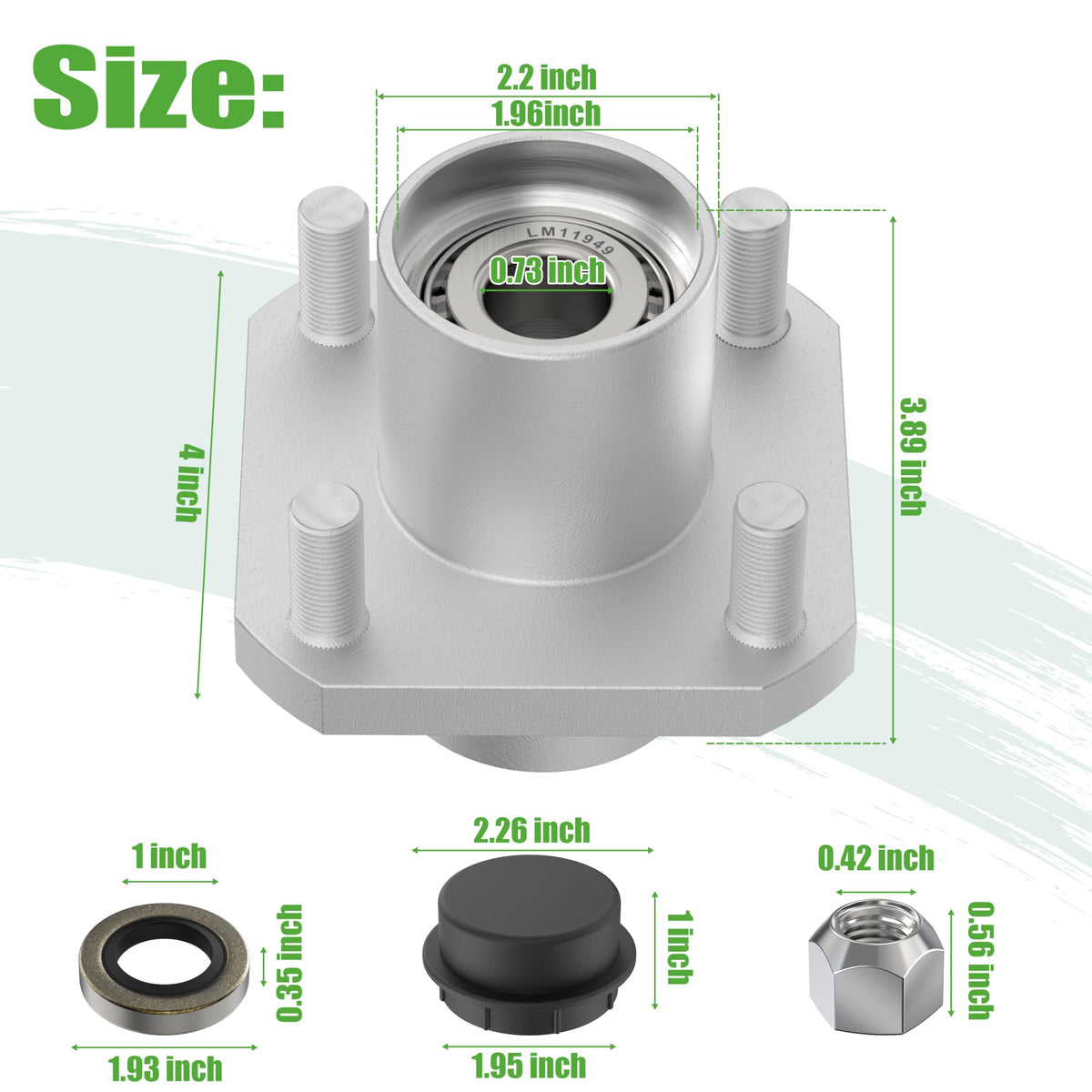 10L0L front hub kit ready for easy installation on Club Car DS