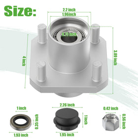 10L0L front hub kit ready for easy installation on Club Car DS