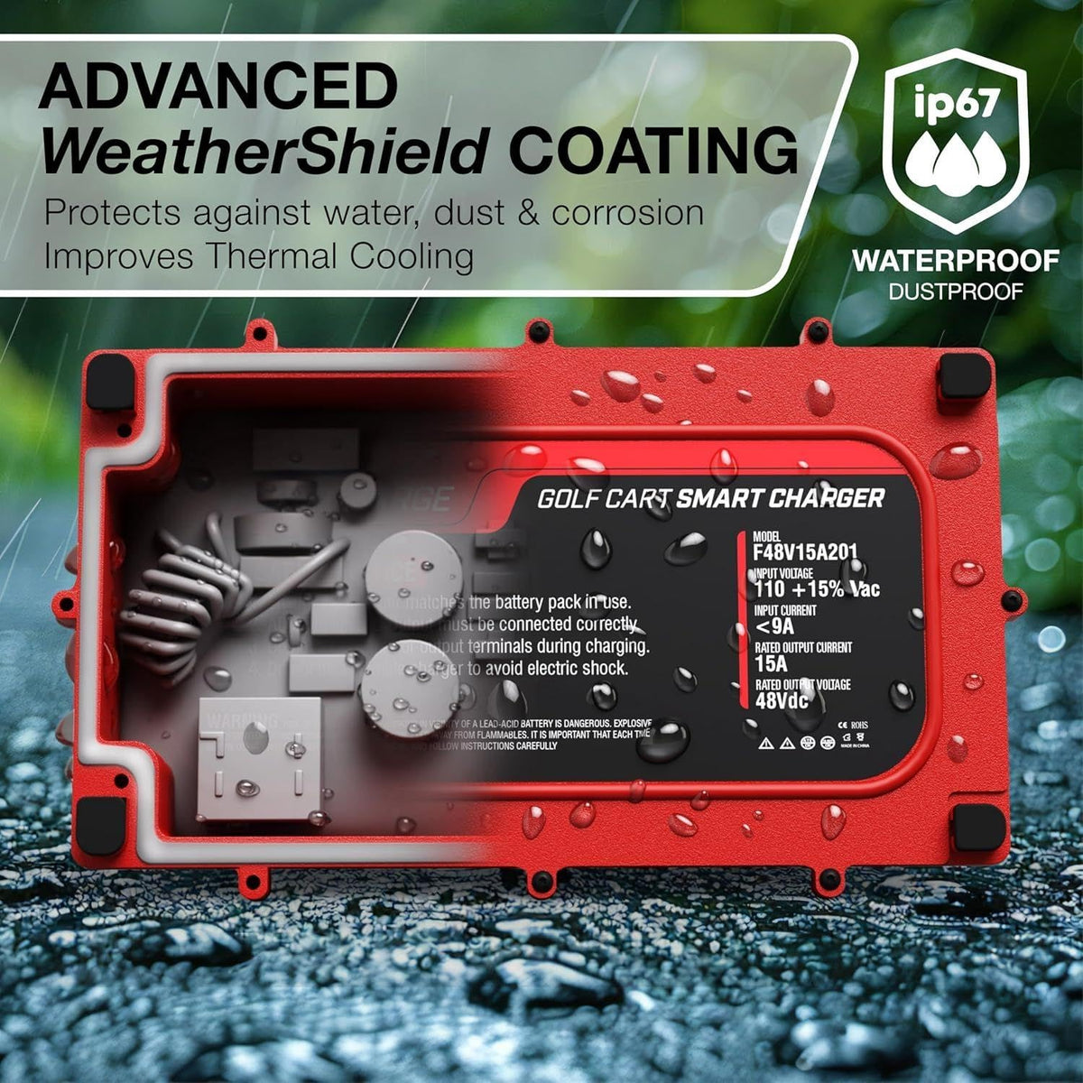 10L0L IP67 rating highlighted for reliable performance in wet conditions