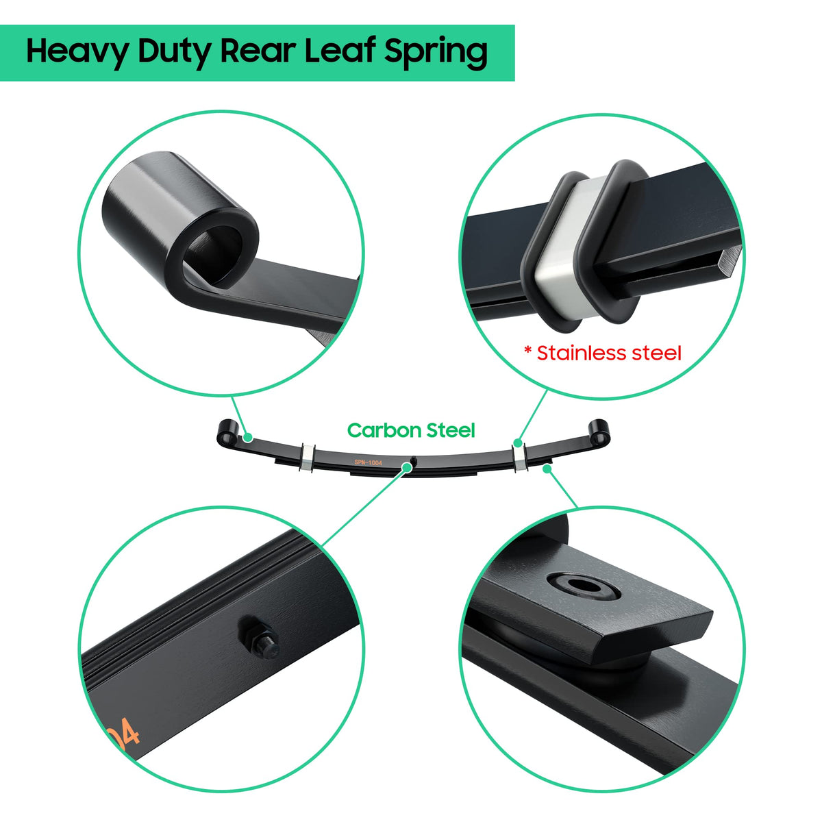Includes bushings, sleeves, and U-bolts for a complete kit