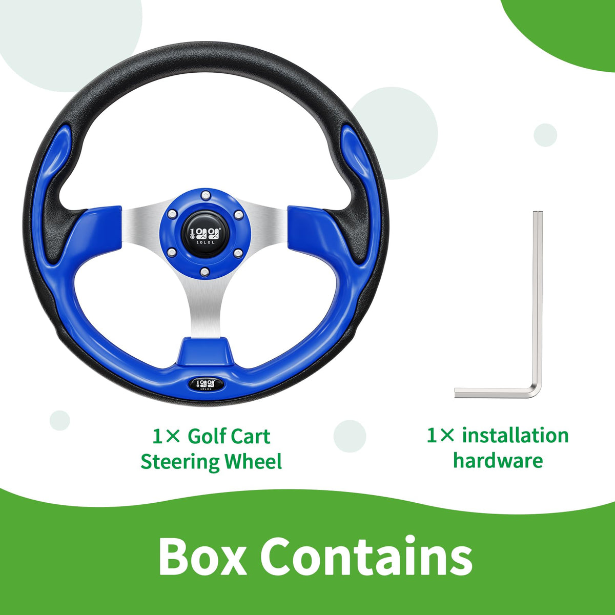 10L0L Klein Blue steering wheel adds premium aesthetics to your golf cart