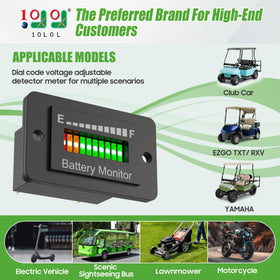 10L0L LED bar display indicating battery level at a glance