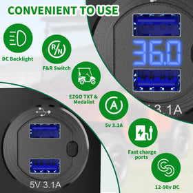 10L0L LED digital voltmeter shows battery status at a glance.