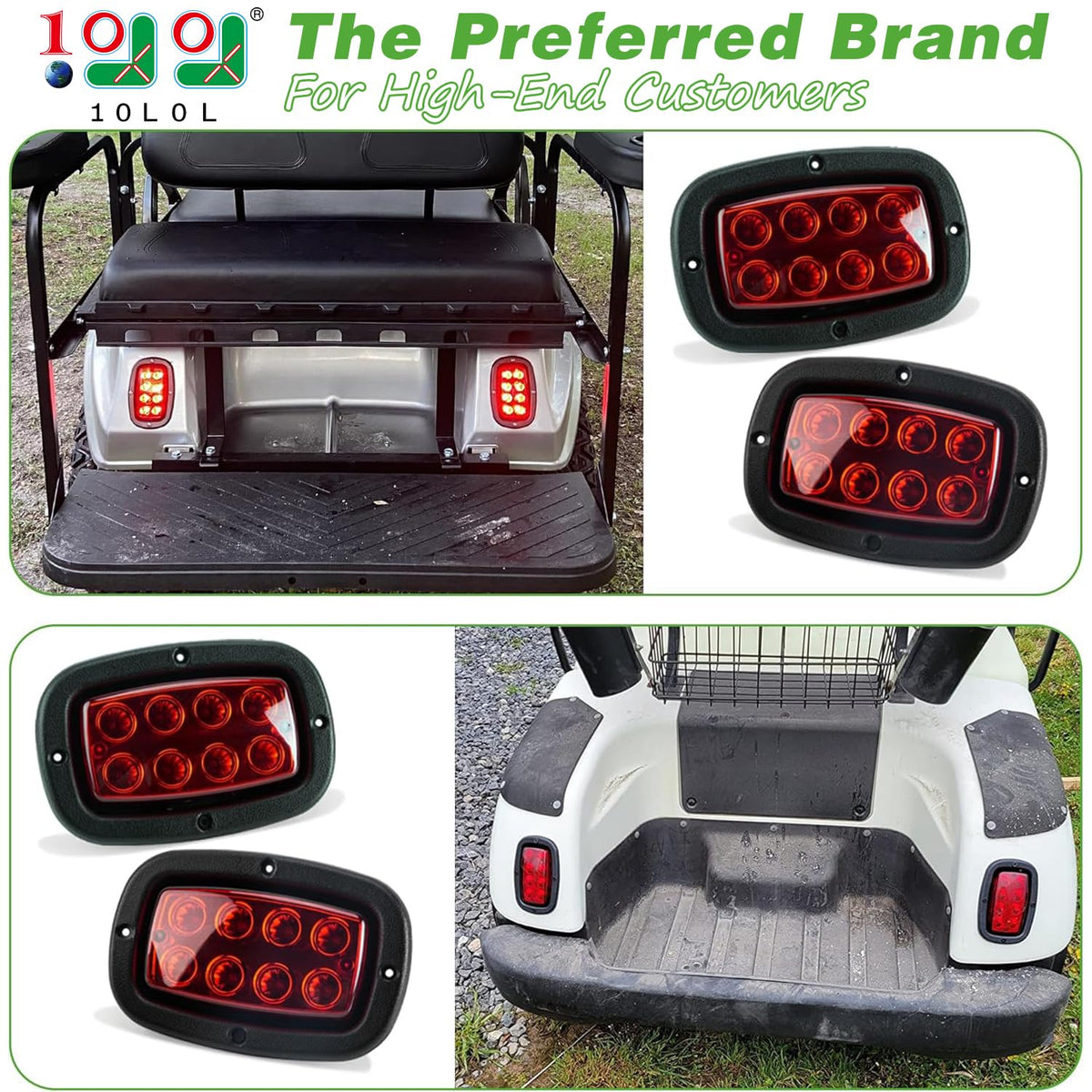 10L0L LED tail lights improve golf cart nighttime visibility