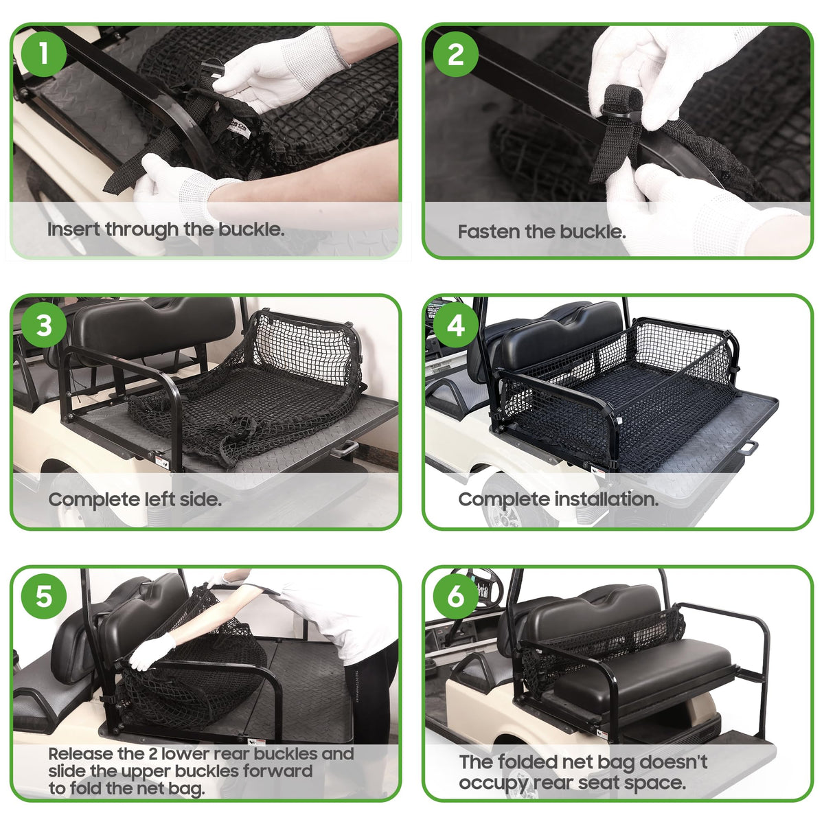 10L0L lightweight storage net for golf carts saves space