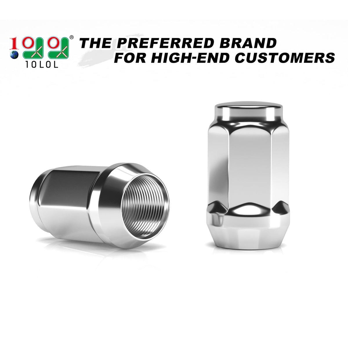 10L0L chrome bulge-acorn lug nuts for golf cart wheels