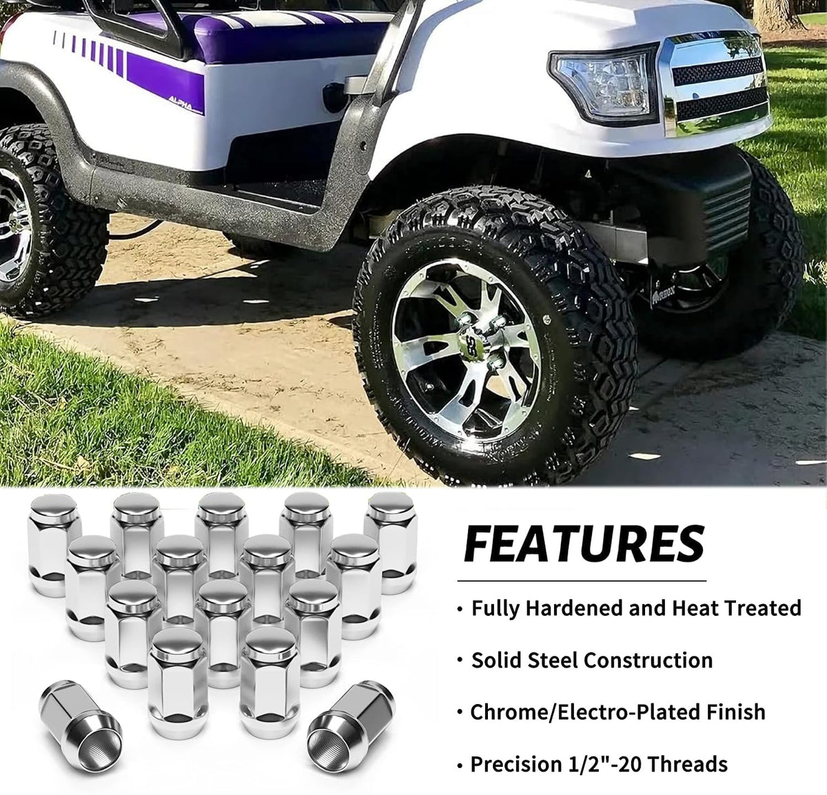 10L0L EZGO Club Car compatible lug nuts for easy replacement
