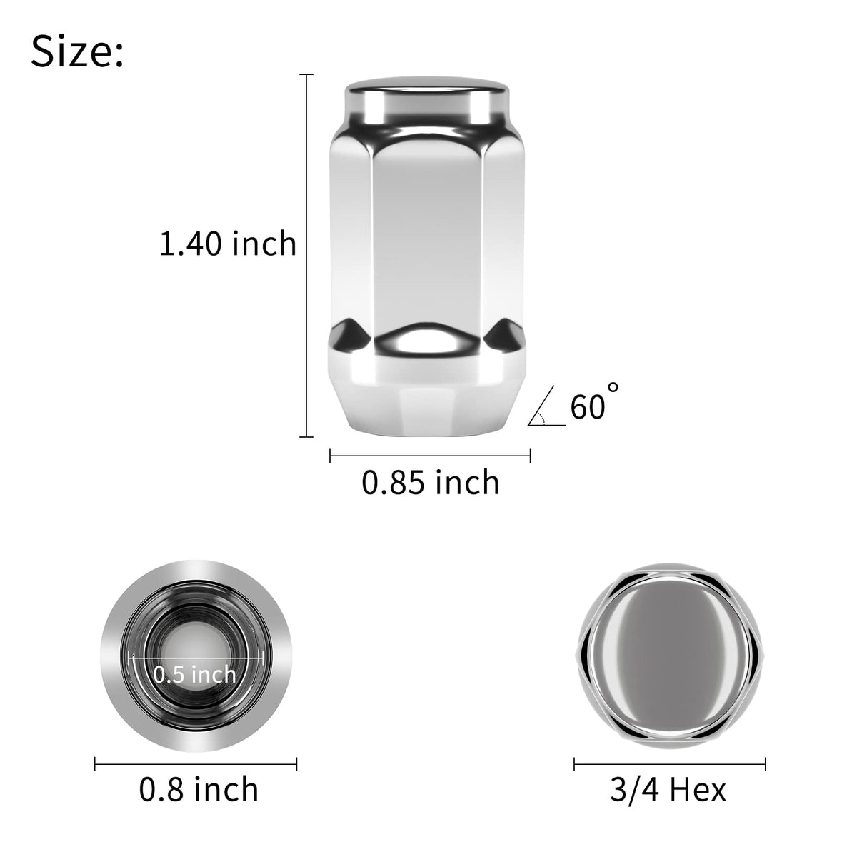 10L0L 1.40 inch height lug nuts ensure proper seating