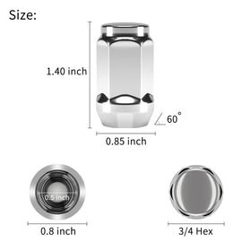 10L0L 1.40 inch height lug nuts ensure proper seating