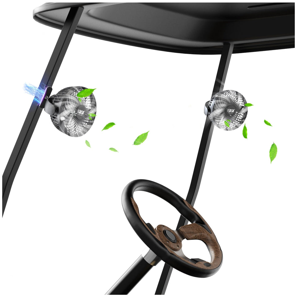 10L0L magnetic-base golf cart fan securely attaches to frames for steady airflow.