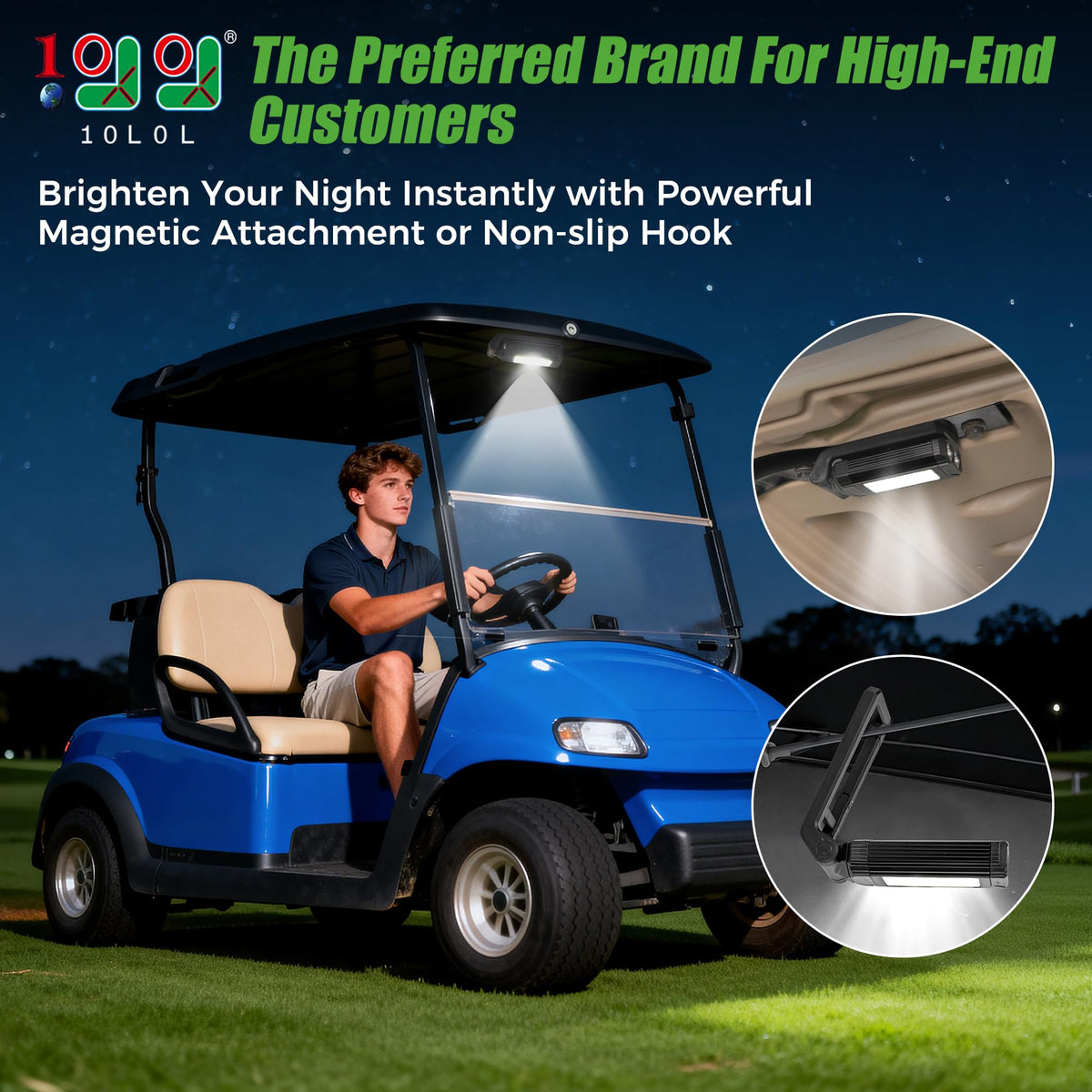 10L0L Magnetic charging dome light enables quick recharging