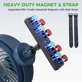 10L0L magnetic golf cart fan mounted on cart magnet for quick setup.