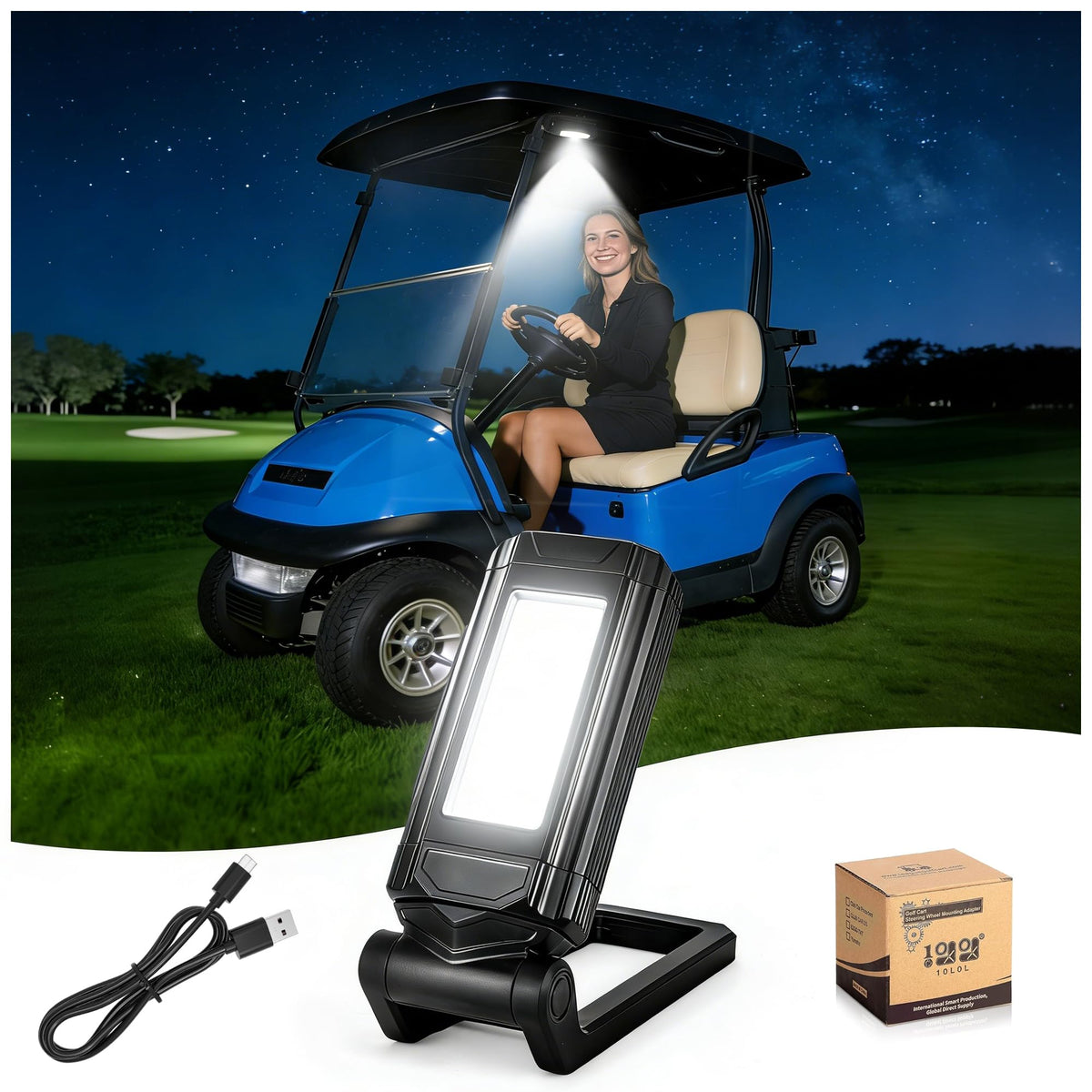 10L0L magnetic golf cart light mounted for hands-free illumination