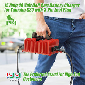 10L0L maintenance mode indicator on golf cart charger suggests hands-free upkeep