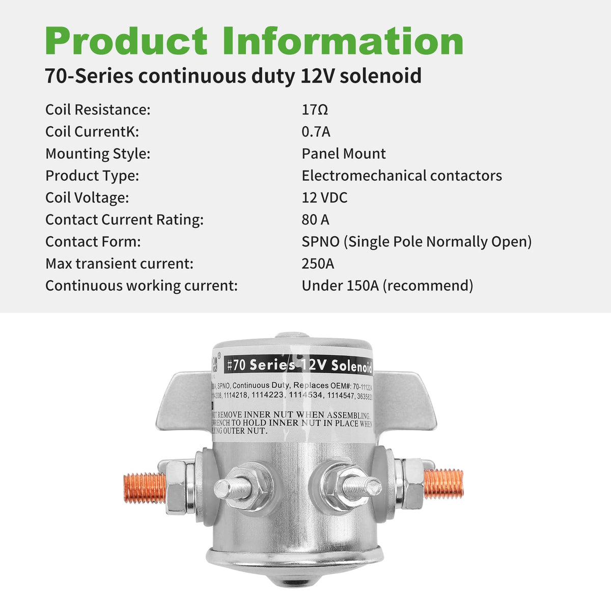 10L0L solenoid in use for marine and RV applications for reliability.
