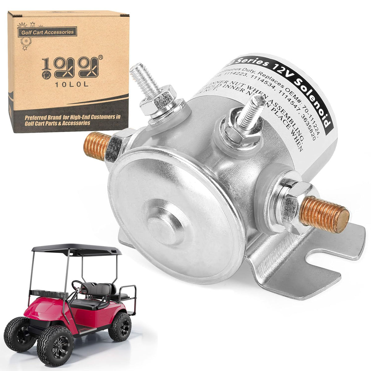 10L0L Max 250A solenoid relay front view, rugged build for high-current starts