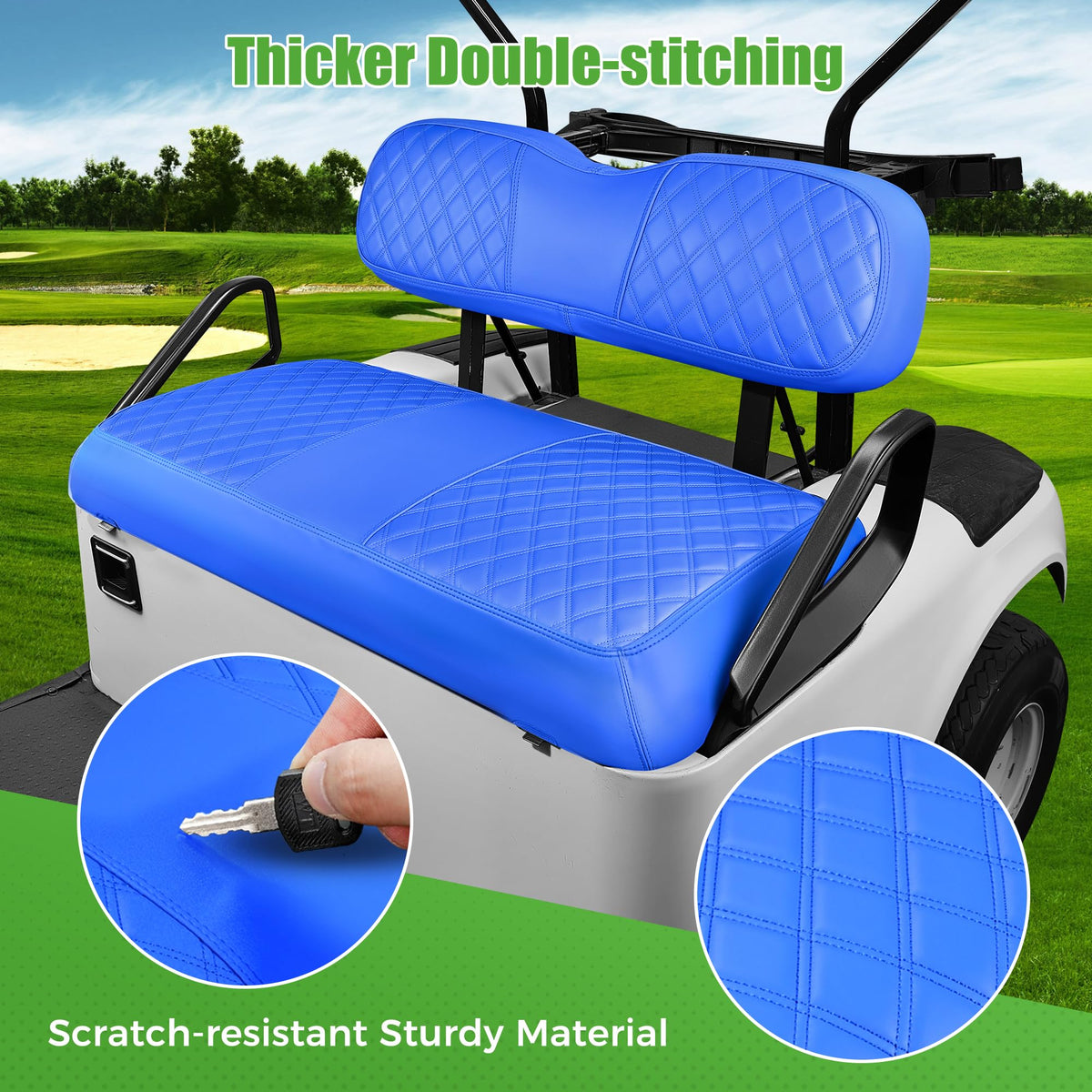 10L0L memory foam core delivers comfortable seating on long golf cart rides