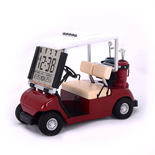 10L0L mini golf cart alarm clock red office decor for golf lovers