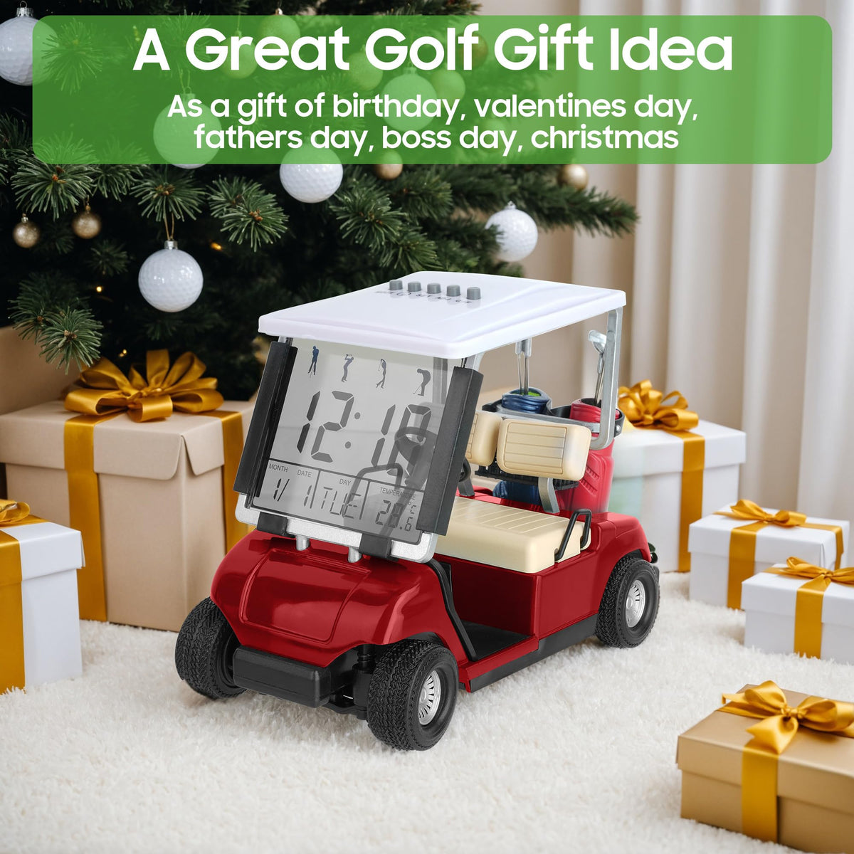 10L0L mini golf cart alarm clock removable golf bag enhances display