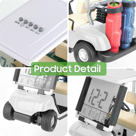10L0L mini golf cart alarm clock steering wheel, a playful interactive detail for desks.
