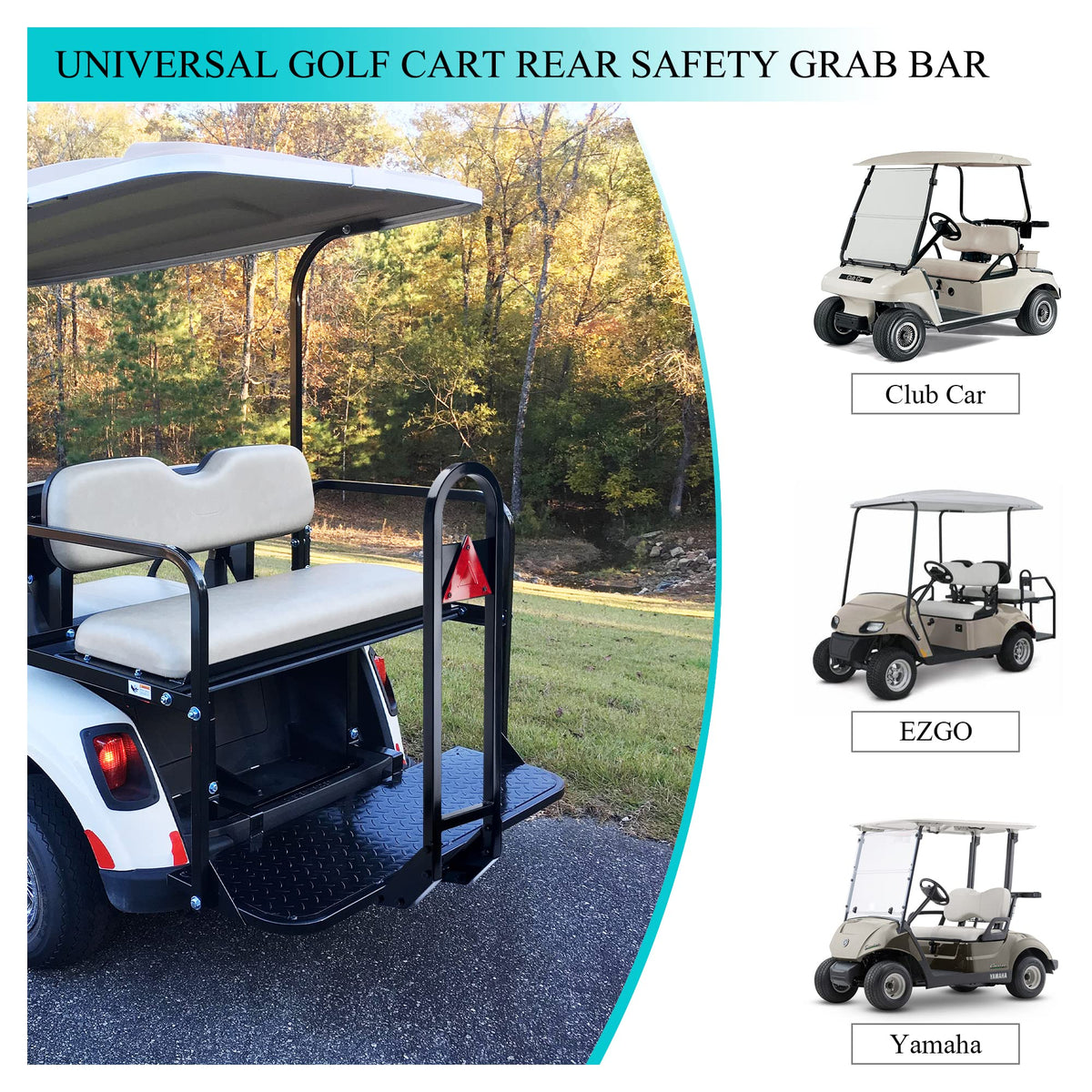 10L0L reflective strip boosts nighttime visibility on golf cart