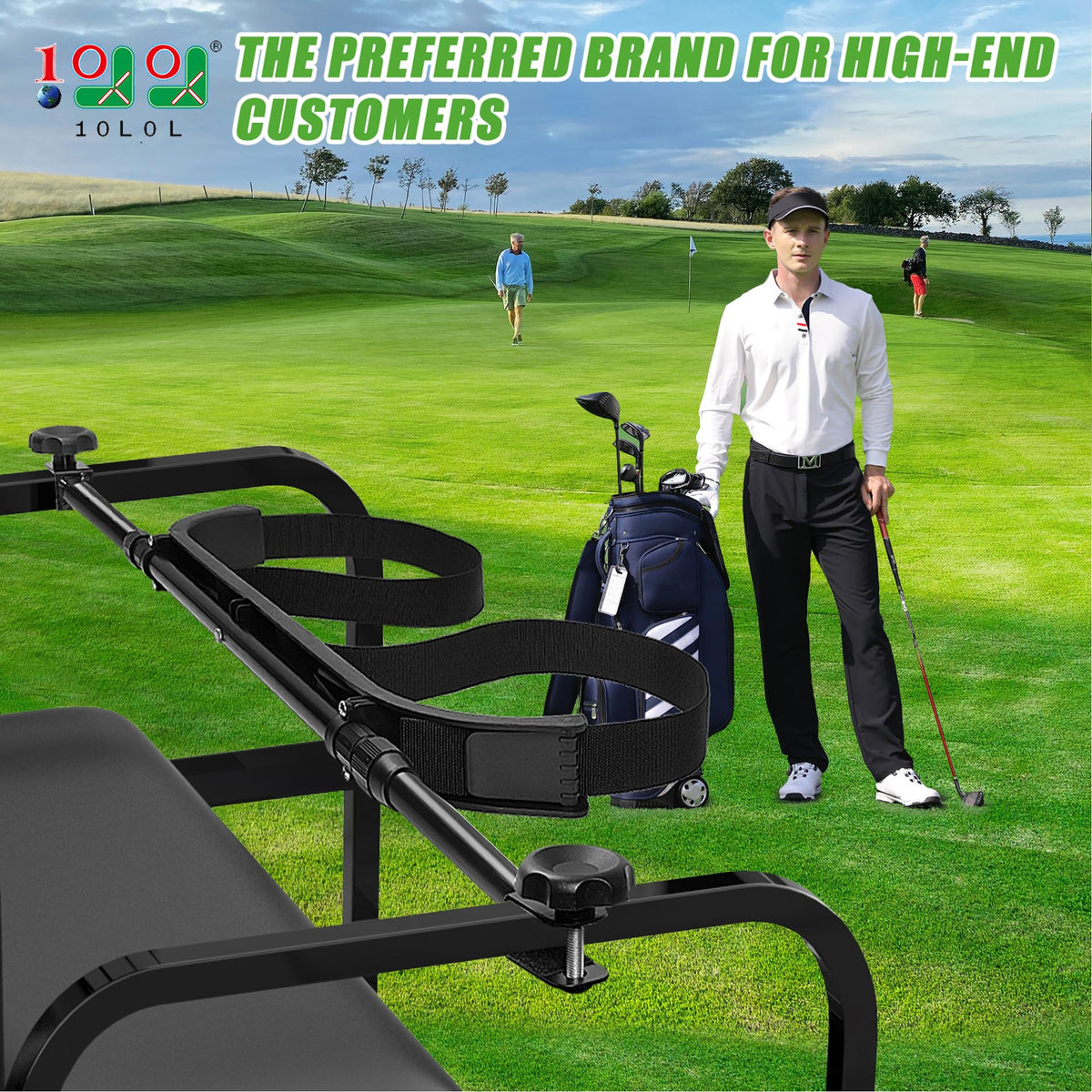 Side bracket view of the 10L0L bag holder highlighting adjustable range