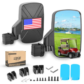 10L0L no-drilling golf cart side mirror installation on a roof tube for quick setup