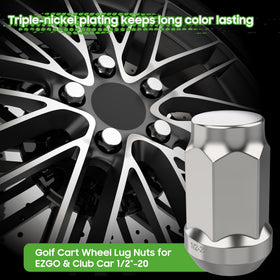 1/2-20 lug nut thread with 6-point spline ensures secure installation