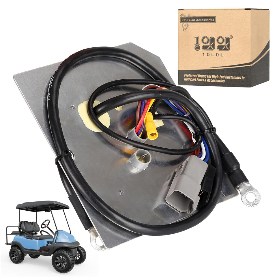10L0L OBC fits Club Car Precedent 04-15 front view, showing compatibility and energy regulation