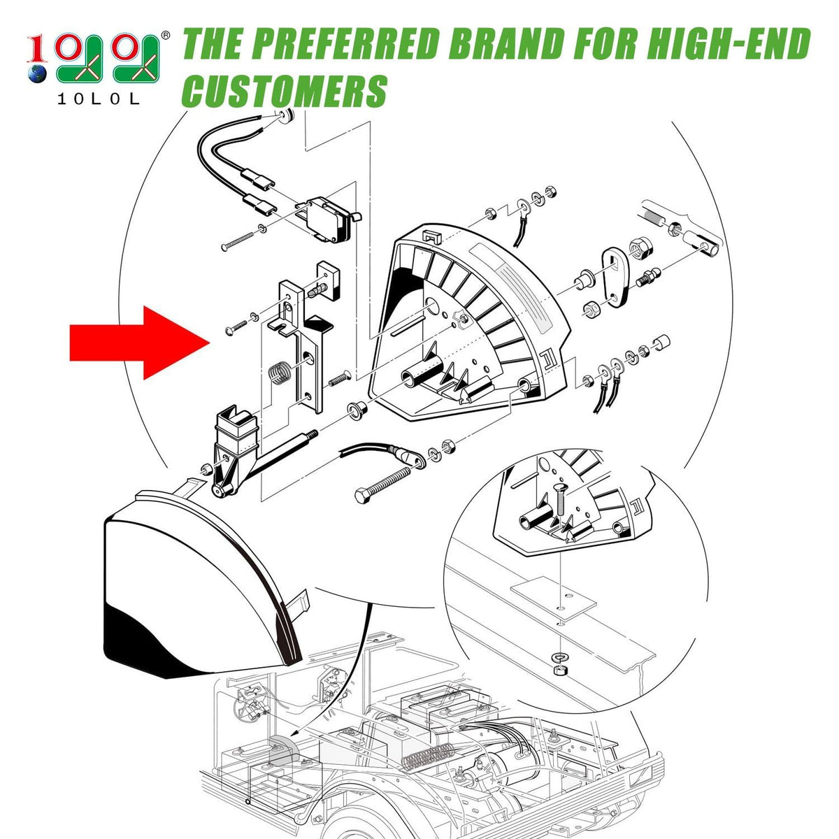 10L0L OEM 1016140 wiper switch for Club Car DS 36V in the image