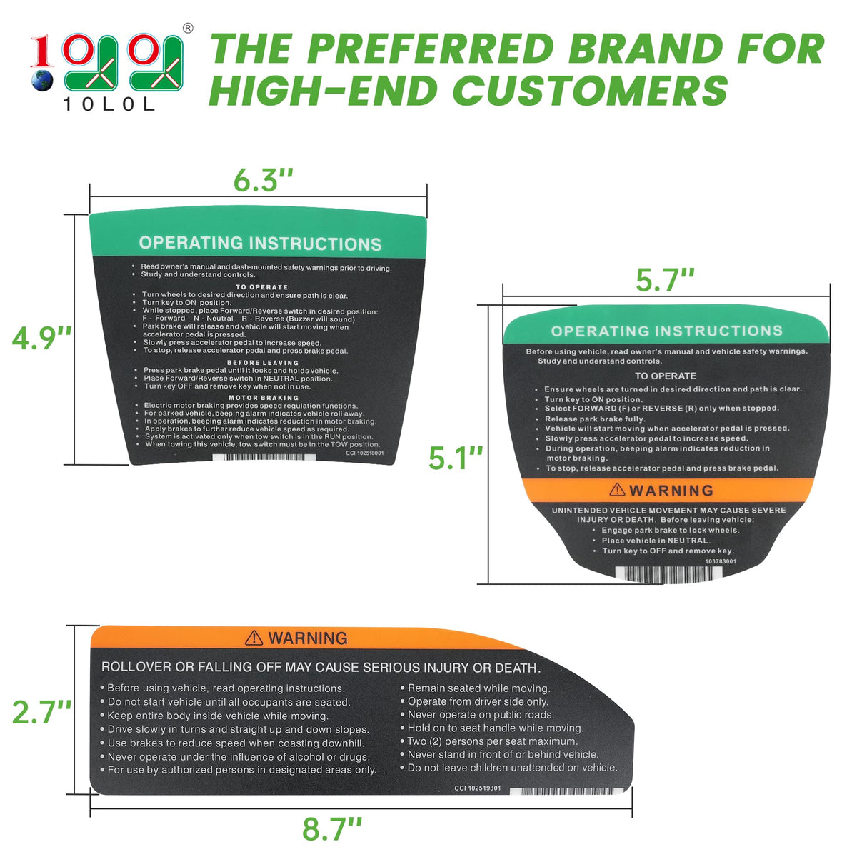 10L0L OEM 101621601 sticker validates compatibility with 2012-up models.