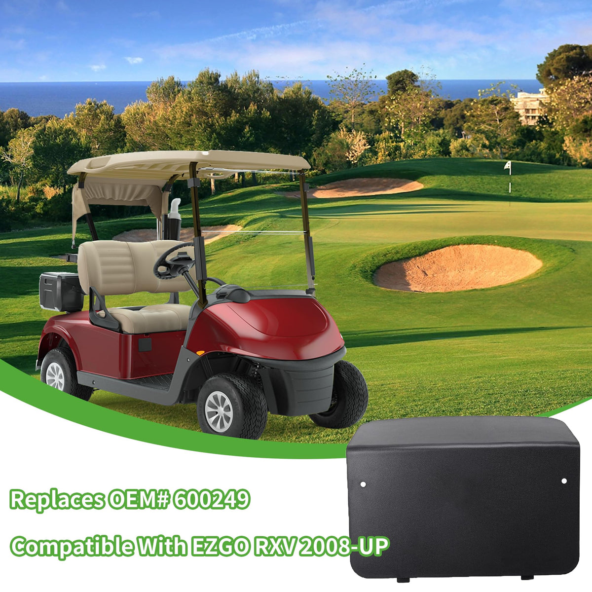 10L0L OEM 600249 rear panel replacement showing precise fit for EZGO RXV.