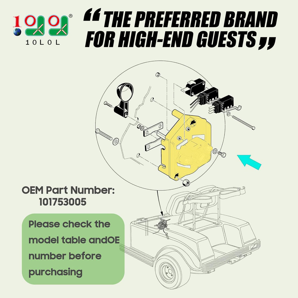 Close-up of 10L0L OEM part 101753005 indicating authentic compatibility.
