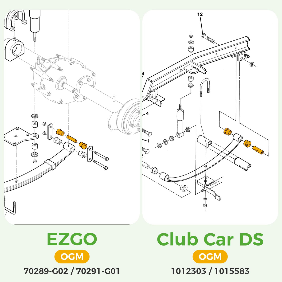 10L0L OEM replacement parts for EZGO TXT and Club Car DS