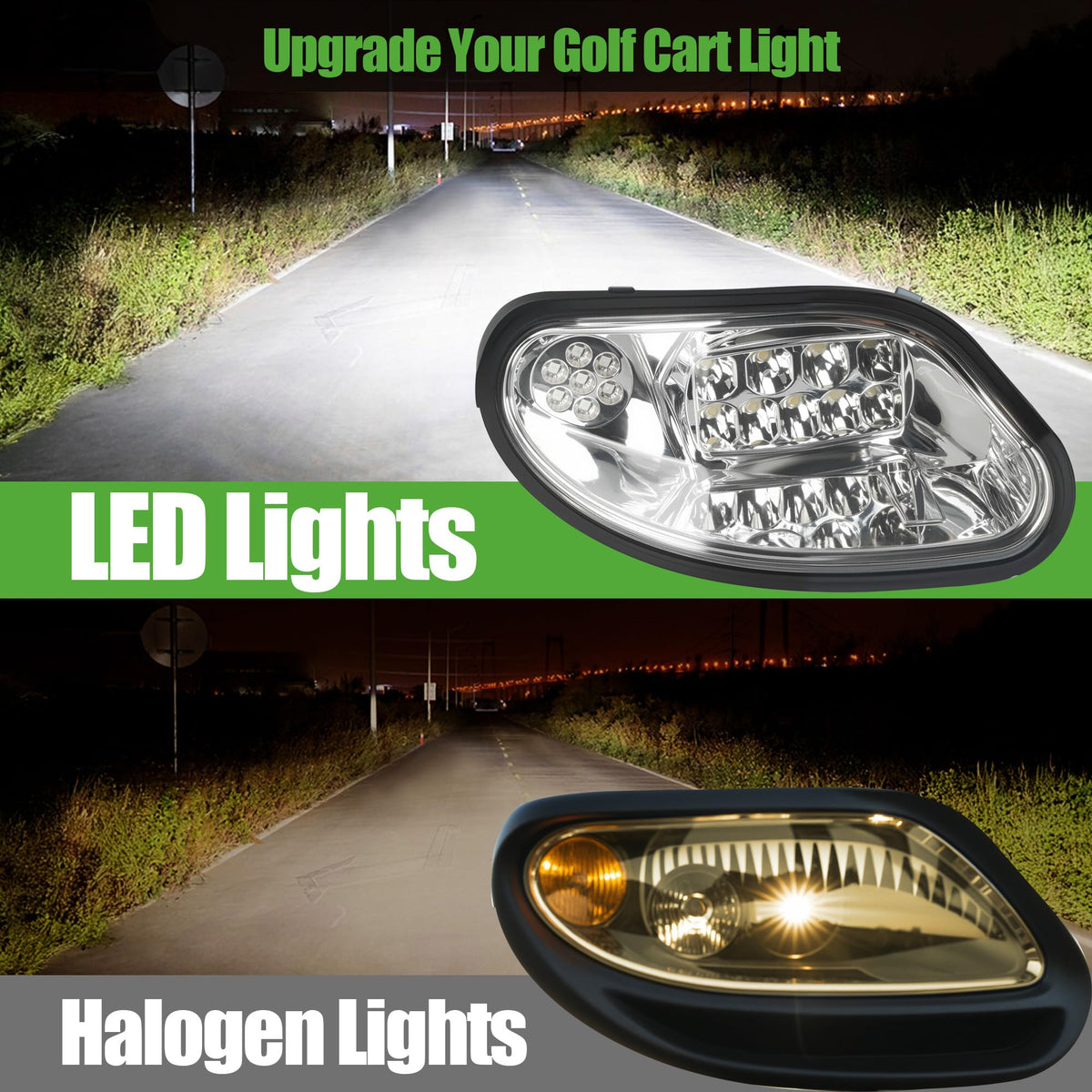 10L0L OEM-size fit for EZGO headlight ensures quick, seamless installation.