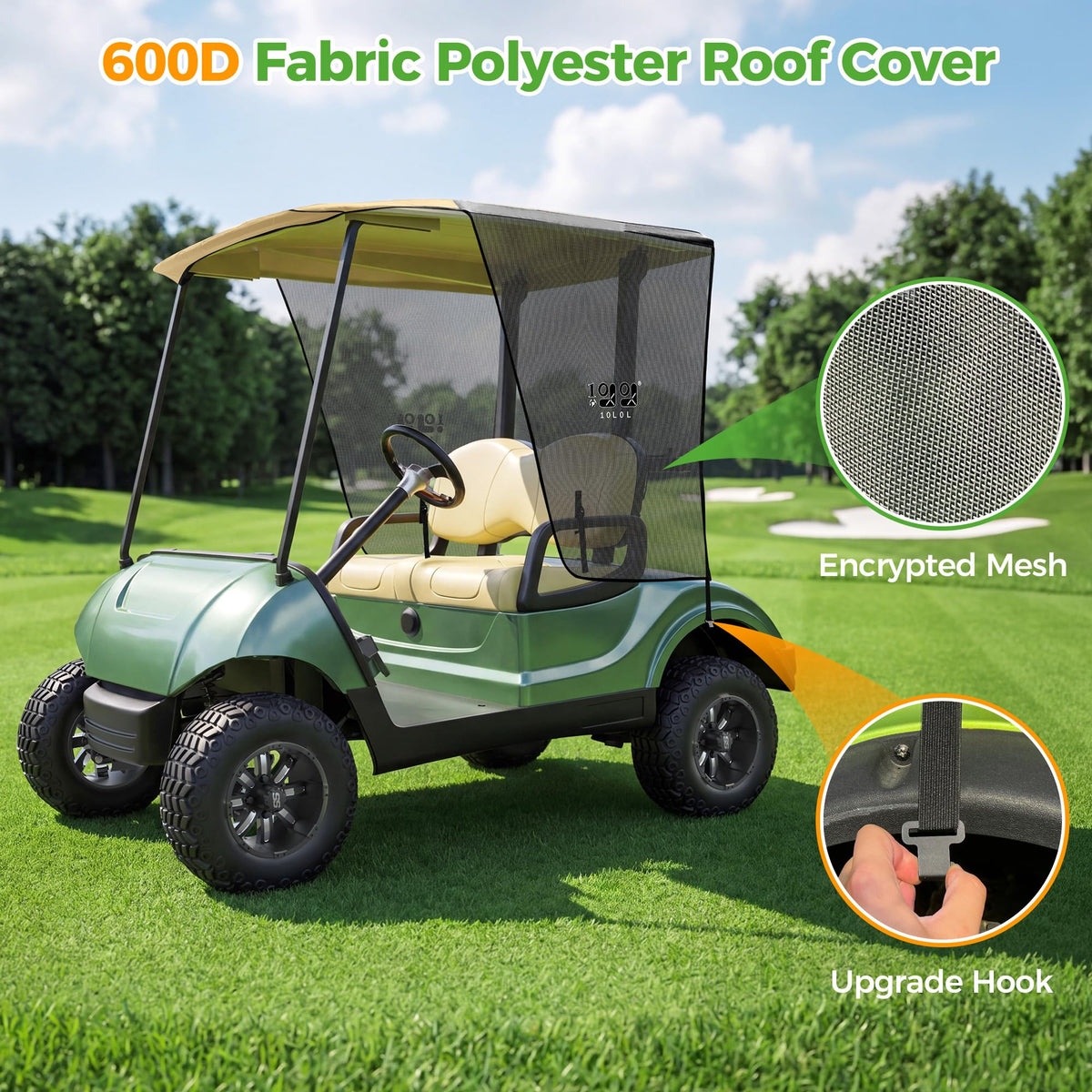 10L0L open-weave mesh shade lets breeze flow through the cart.