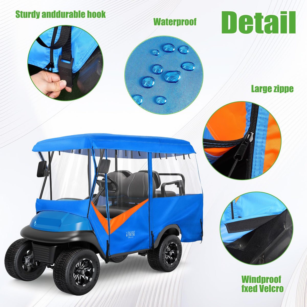 10L0L panoramic windshield cover rolls up for a wider field of view.
