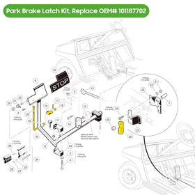 Vehicle in use showing 10L0L Park Brake Latch Kit.