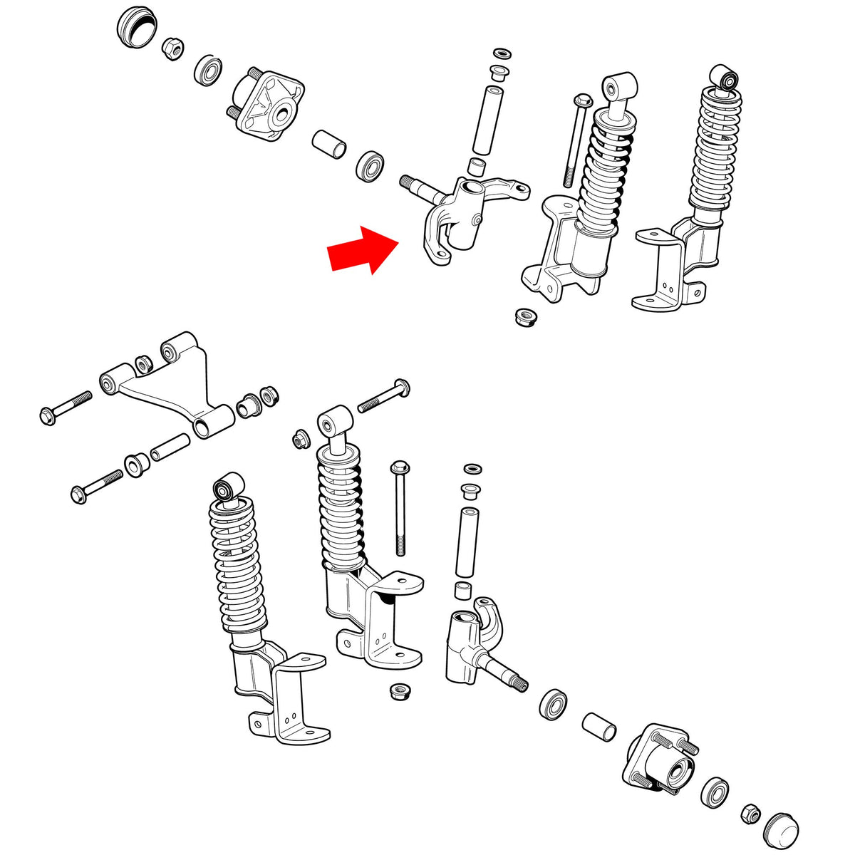 EZGO RXV spindle assembly installed for gas and electric carts
