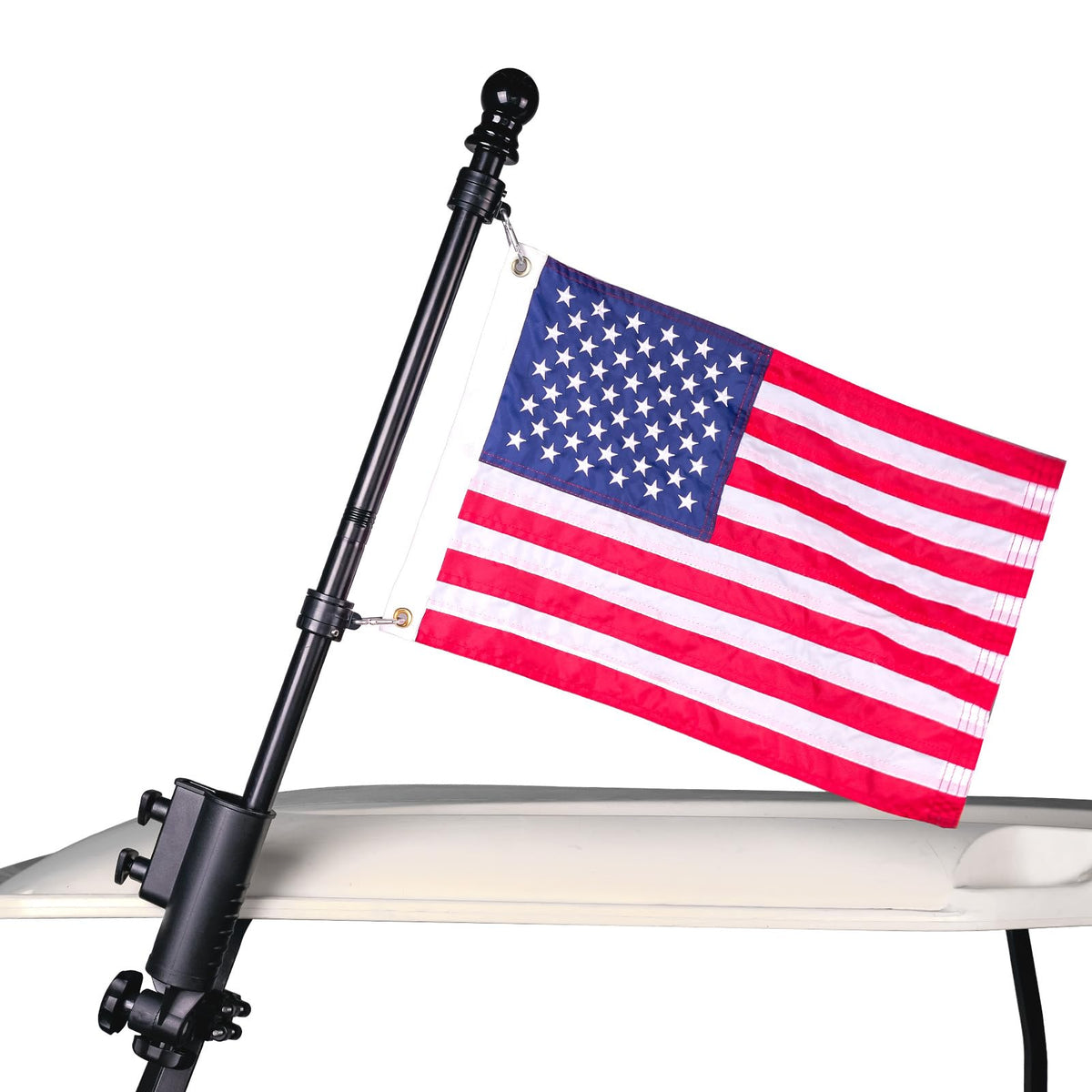 10L0L patriotic golf cart flag setup ready for game day