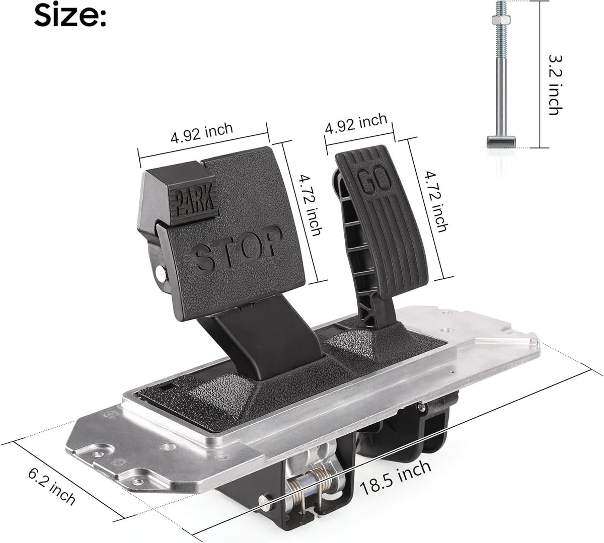10L0L pedal assembly for Precedent front view shows mounting points