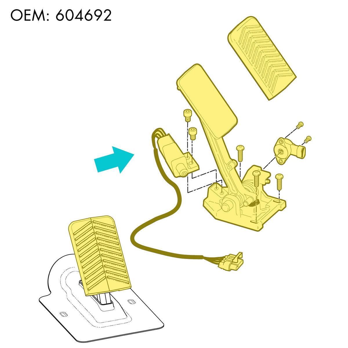 Packaging and contents of 10L0L accelerator pedal kit