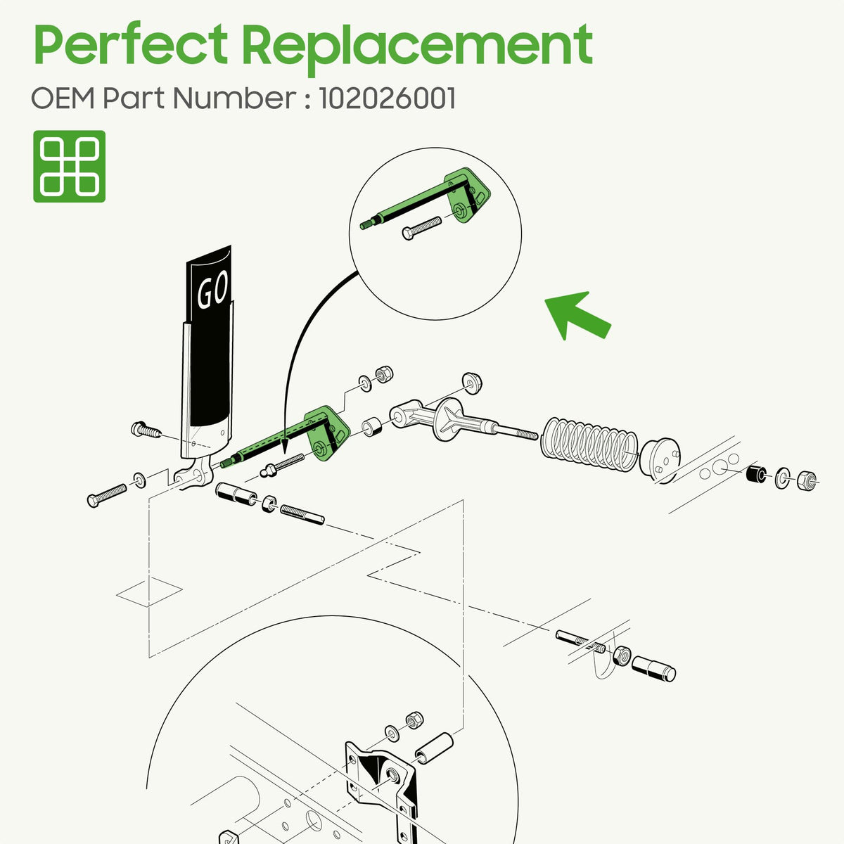 Spacer included for simple tool-free installation