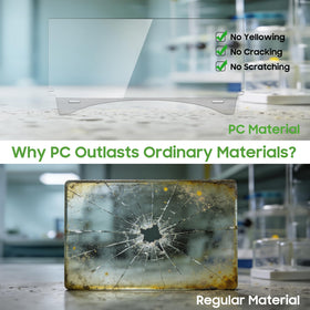 Scratch-resistant polycarbonate windshield maintains clarity after debris contact.