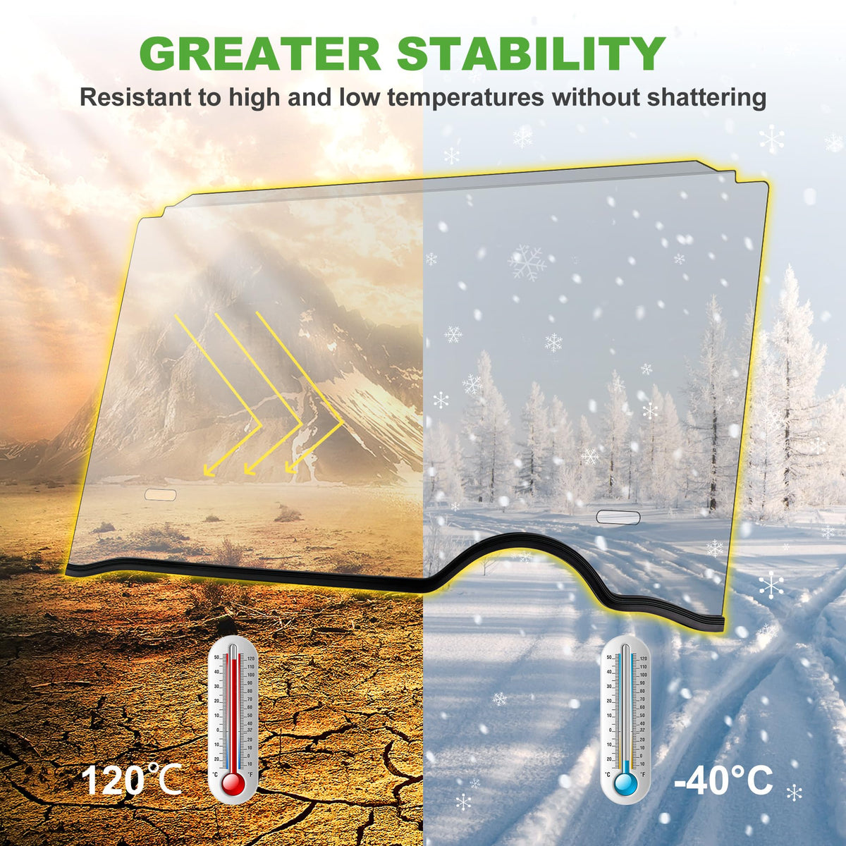 10L0L polycarbonate windshield delivers high impact resistance for rugged use.