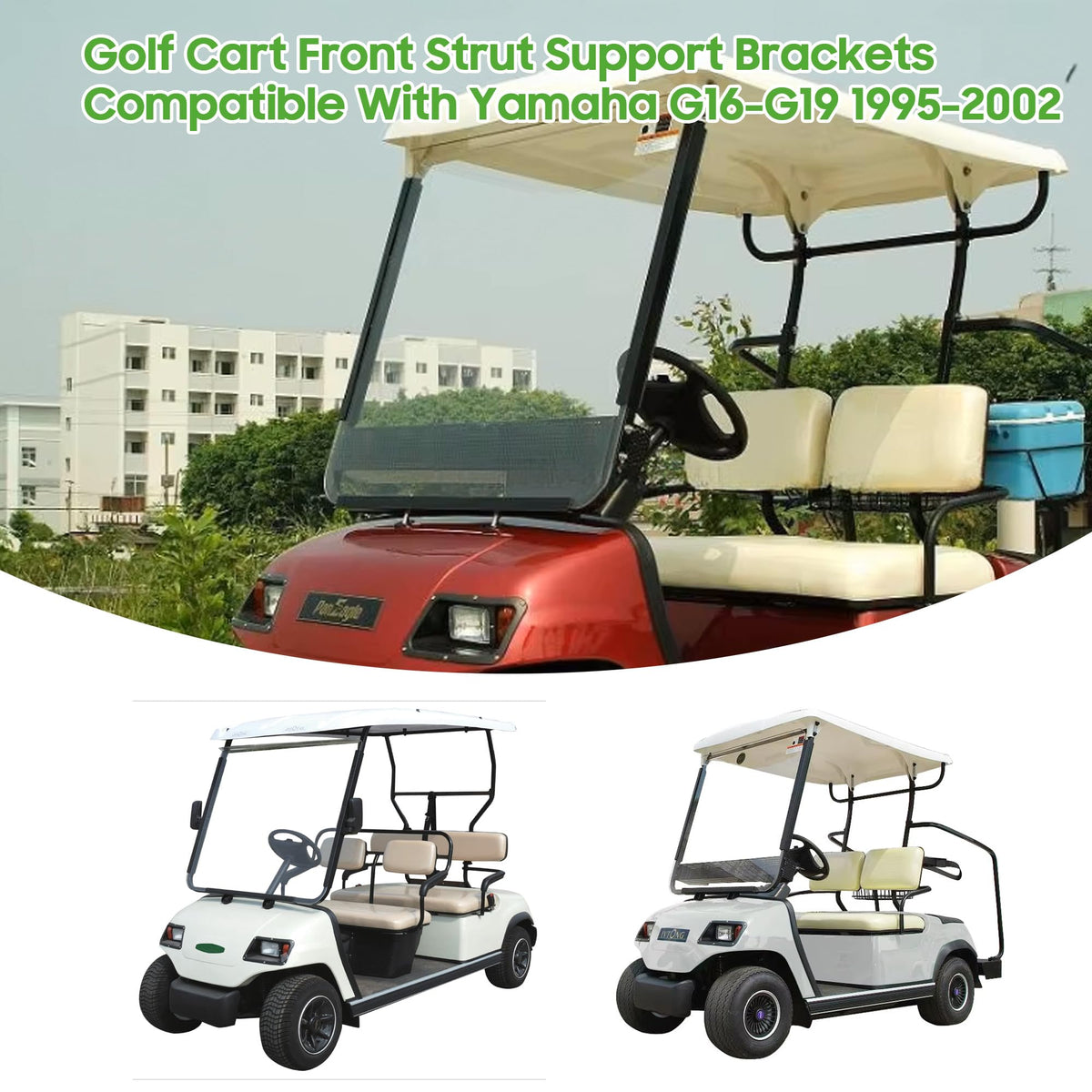 10L0L powder-coated brackets resist rust and weather for outdoor golf carts