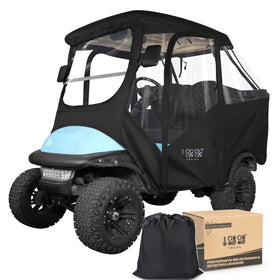 10L0L driving enclosure front view for Club Car Precedent, precise fit protects passengers from wind.
