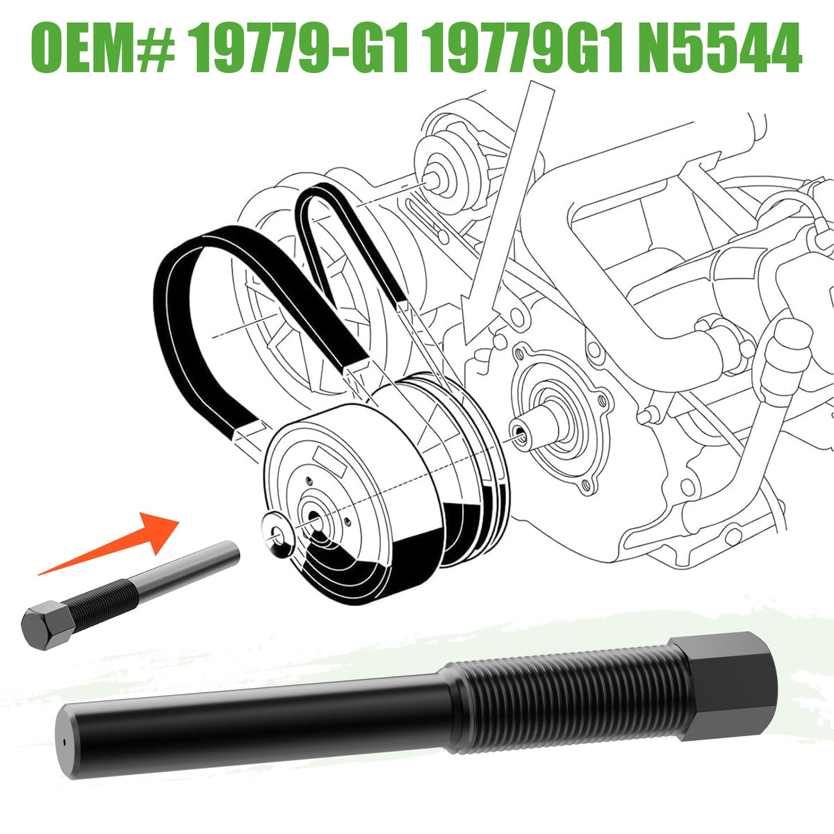 Precision-threaded puller ensures slip-free grip on the clutch bolt