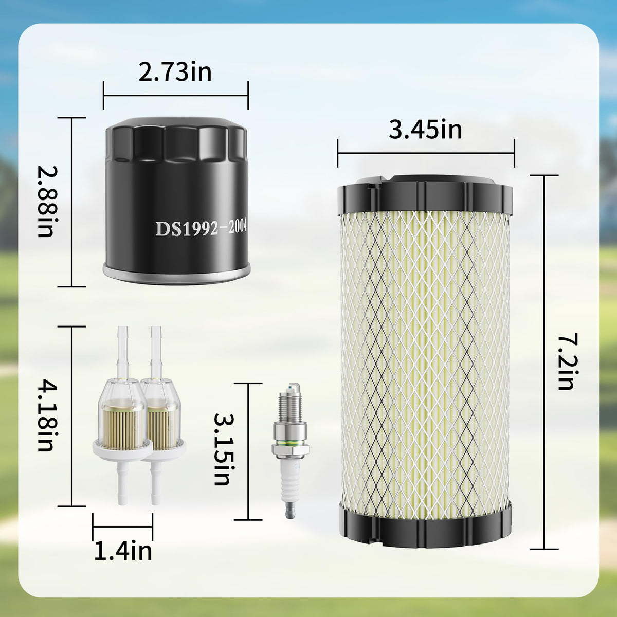 10L0L durable filters and spark plug for long engine life.