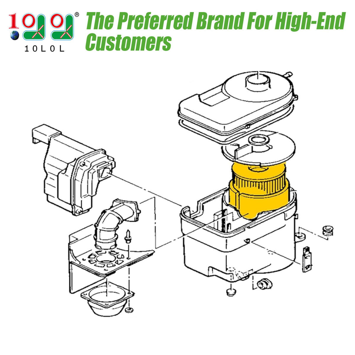 10L0L oil filter close-up for Club Car Precedent engine.